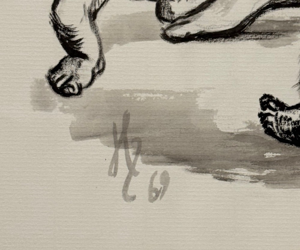 Harald Zipfel, drawing, 1969, autographed and dated