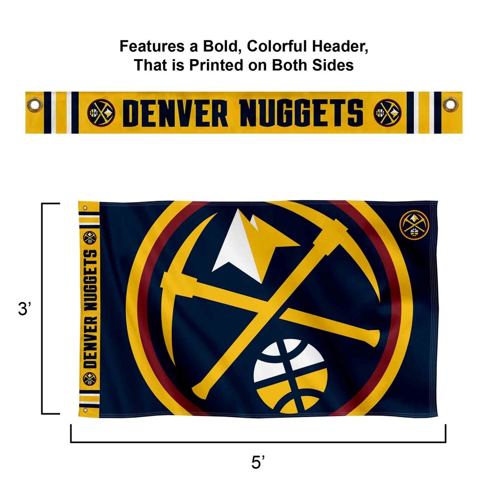 Denver Nuggets Printed Header Premium 3x5 Foot Premium Flag