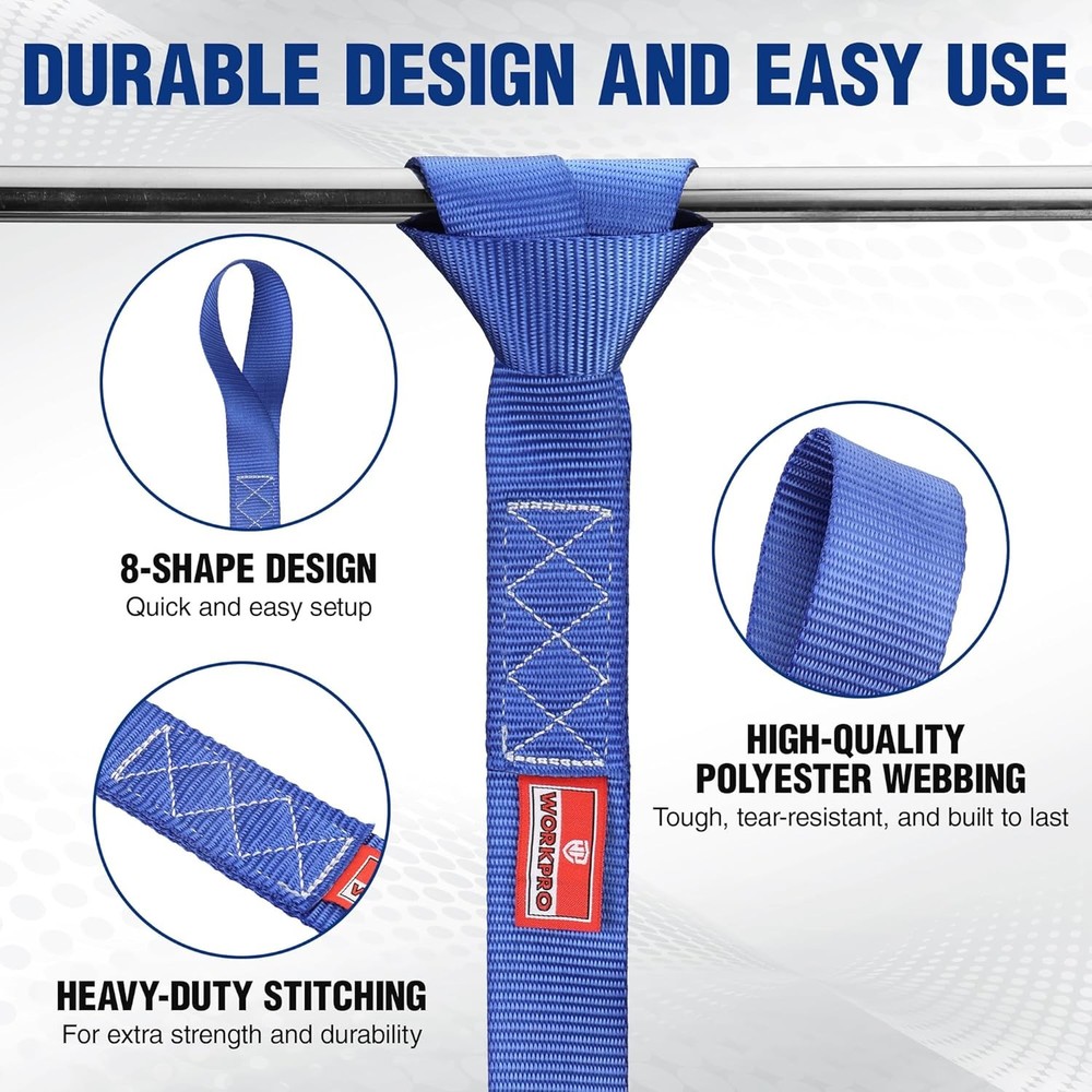 WORKPRO 6x Heavy Duty Soft Loop Tie Down Straps 1.6"x17" 5000lbs Break Strength