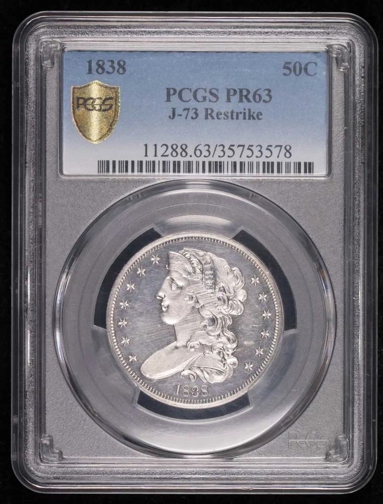 1838 P Pattern PCGS PR-63 J-73 Restrike Half Dollar Proof