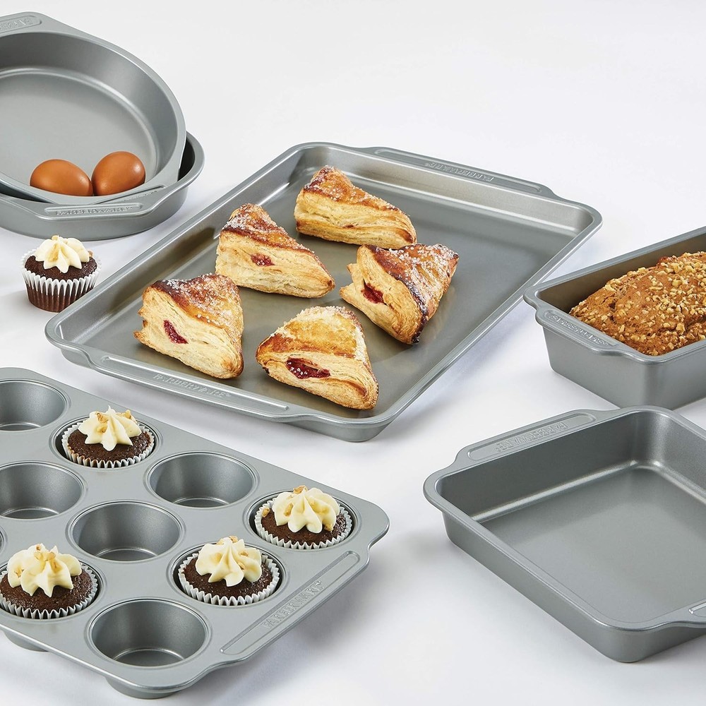 Nonstick Bakeware Set Includes Cookie Sheets/Baking Cake Muffin & Bread Pan 8