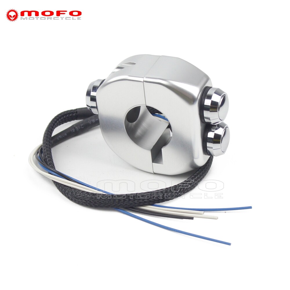 For Harley Honda 1'' Handlebar 3-Switch Self-Locking + Self-Resetting Horn/Light