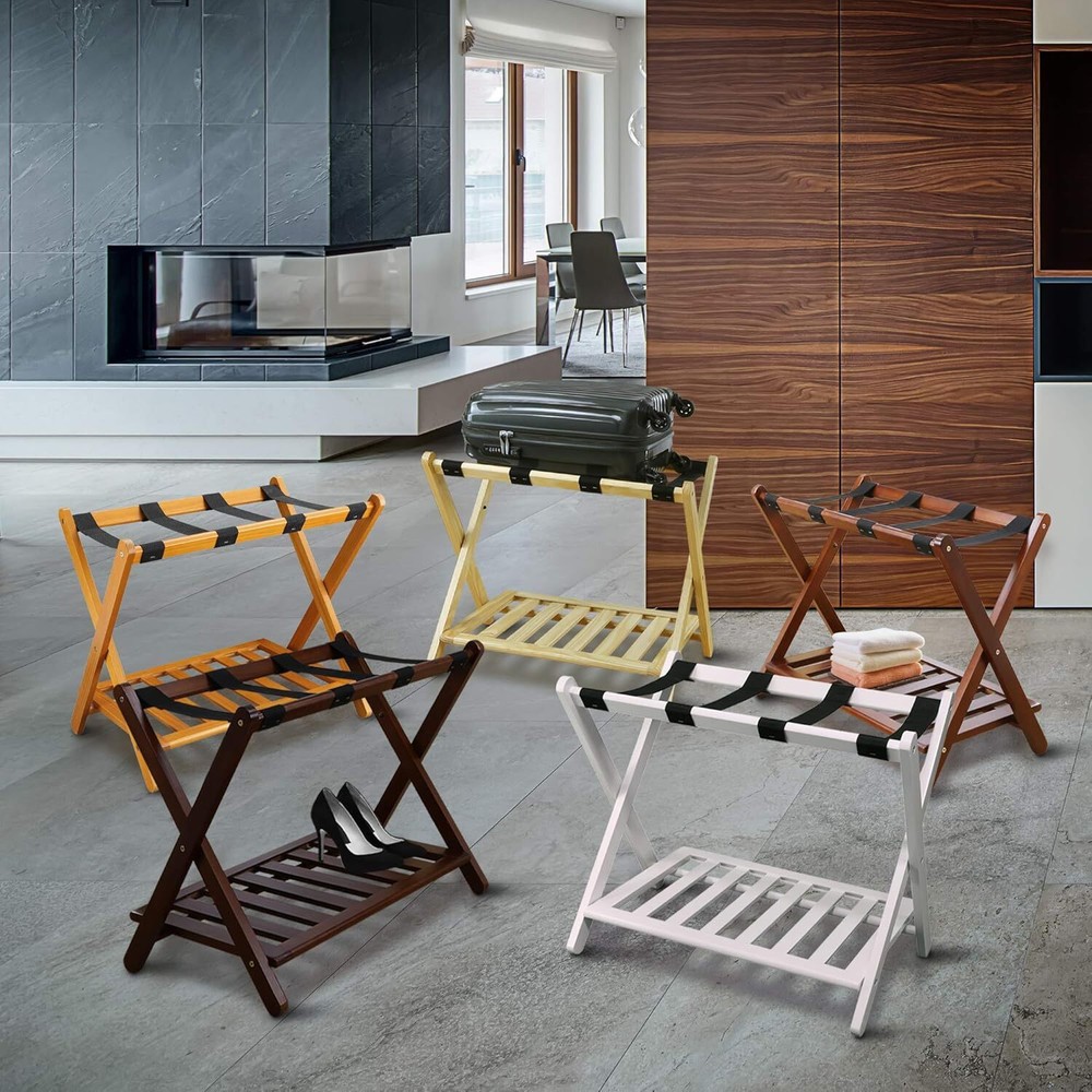 Luggage Rack with Shelves, Espresso