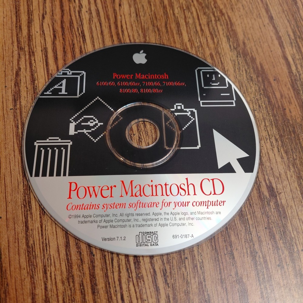 Apple Power Macintosh 6100-7100-8100 Version 7.1.2 Software 1994 Install CD