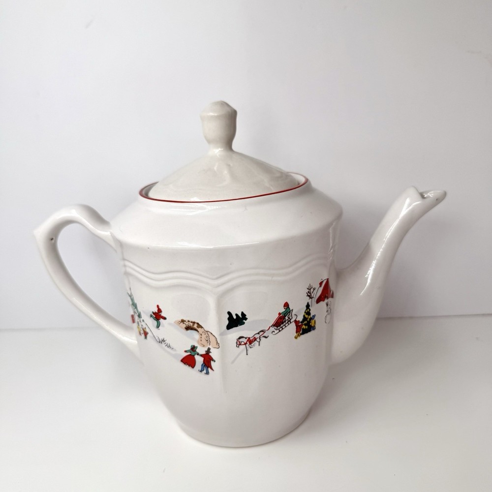 Farberware “White Christmas”Dinnerware HOSTESS TEA POT Katherine Babanovsky ‘95