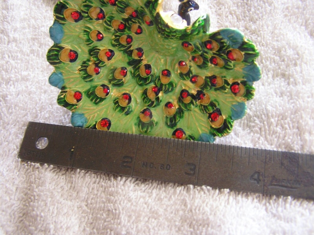 Beautiful Colorful Peacock Bird Hinged Trinket Box