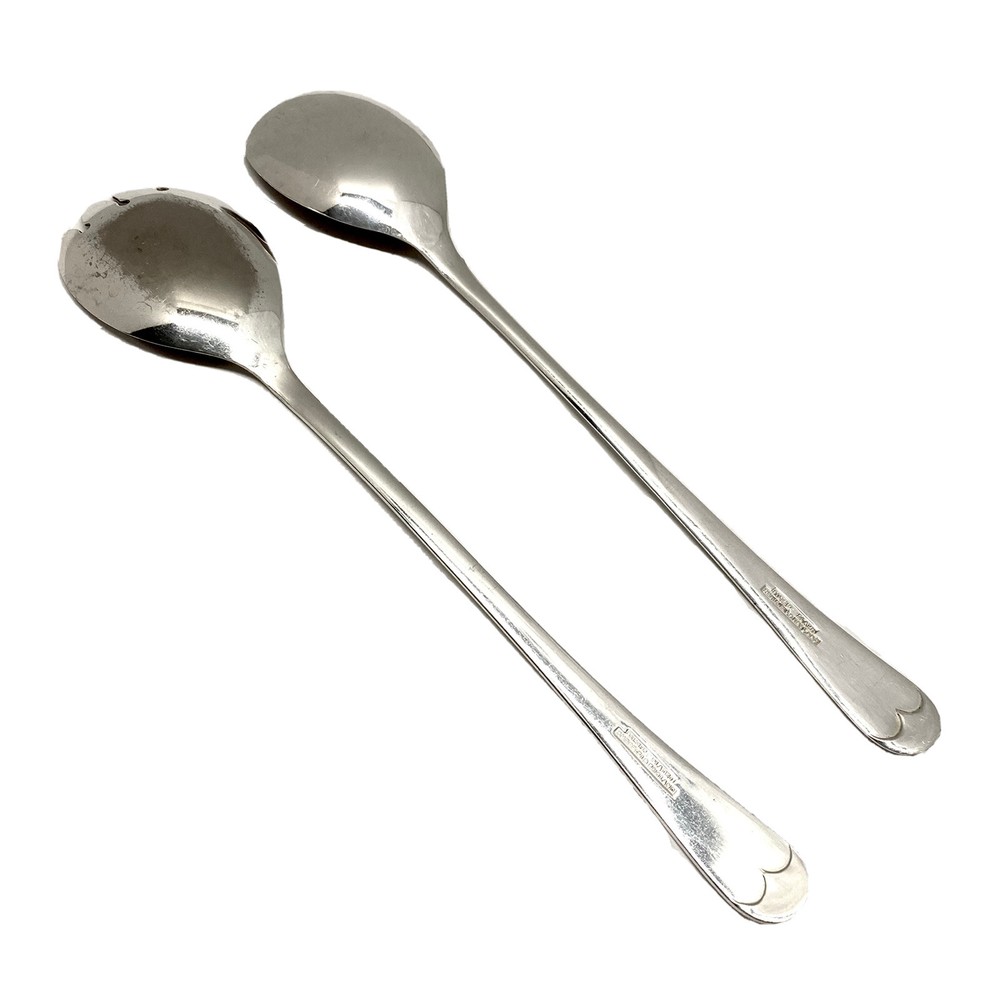 Sheffield England Silverplate Serving Salad Set, Spoon & Fork 9 1/2" Flatware