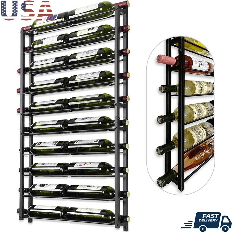 Wall Mounted Wine Rack Durable Storage 20 Bottles Modern Design Easy Install New