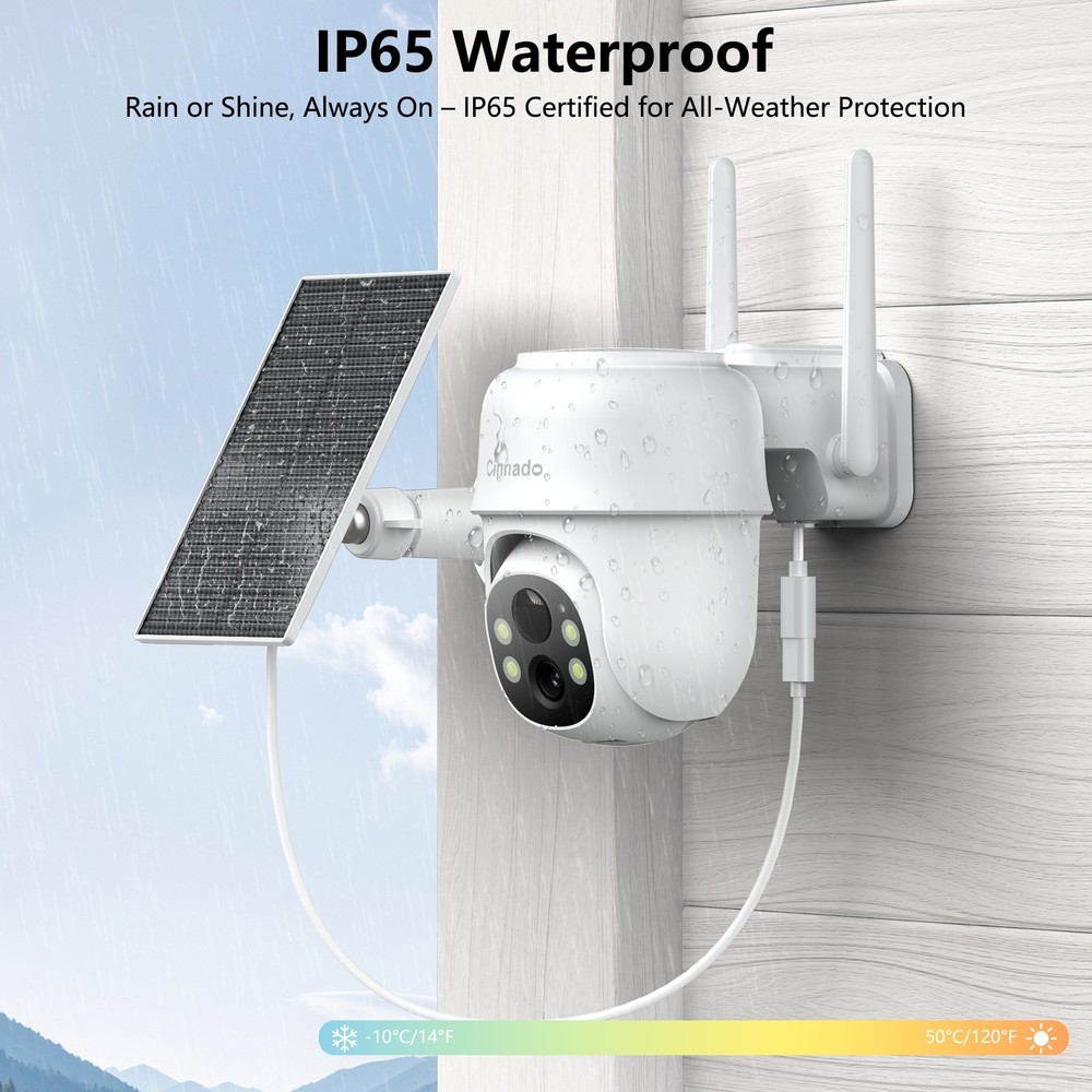 4Pack 2K Wireless Security Camera Solar Panel Color Night Vision 3MP Outdoor Cam