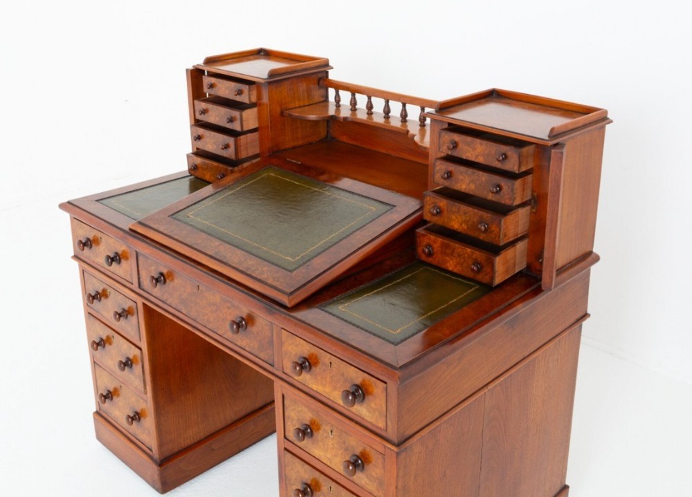 Victorian Dickens Desk Walnut Writing Table 1870