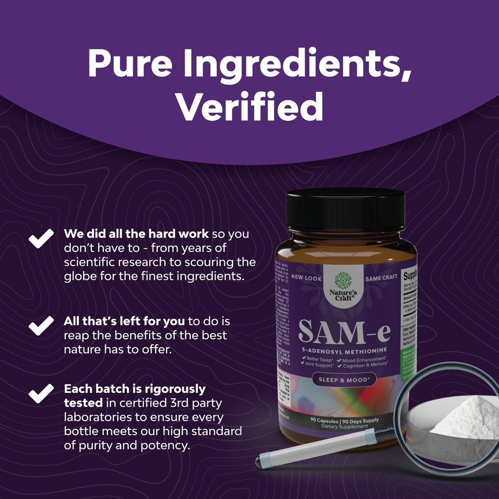 Pure SAM-E Nootropic Brain Supplement - Brain Support with S Adenosyl Methionine