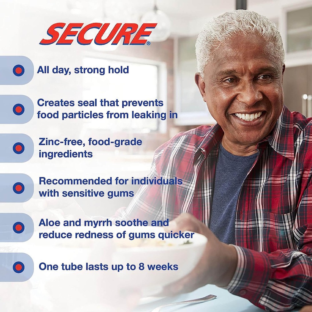 Secure Sensitive Denture Adhesive Waterproof 1.4 oz FRESH MADE IN USA