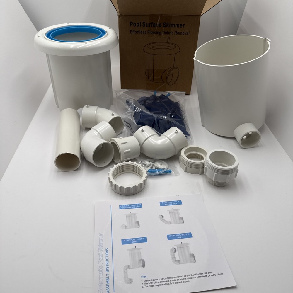 Automatic Pool Surface Skimmer Cleaner Return Jet Powered Leaf Debris Catcher