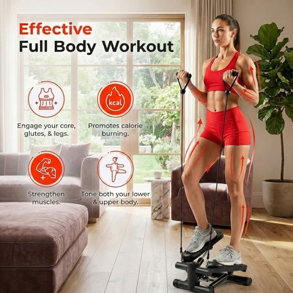 Compact Stepper Machine for Indoor Cardio & Leg Workout | Small Portable Step...