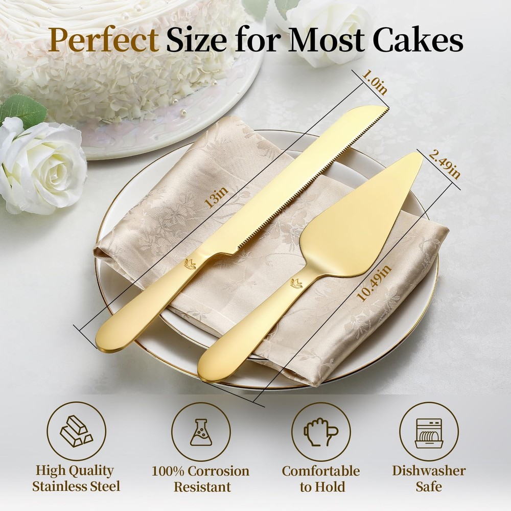 Cake Cutting Set for Wedding - Extended Cake and Server Set Thickened Stainle...