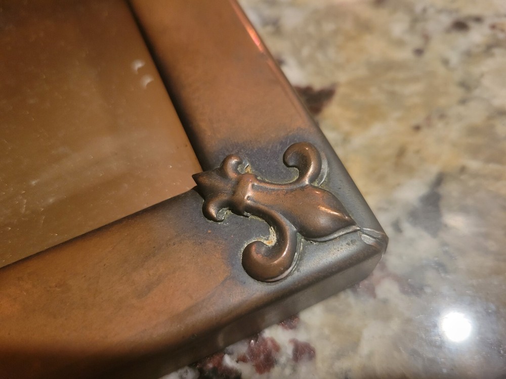 Copper Mirror Fleur-de-lis Early 1900s Square