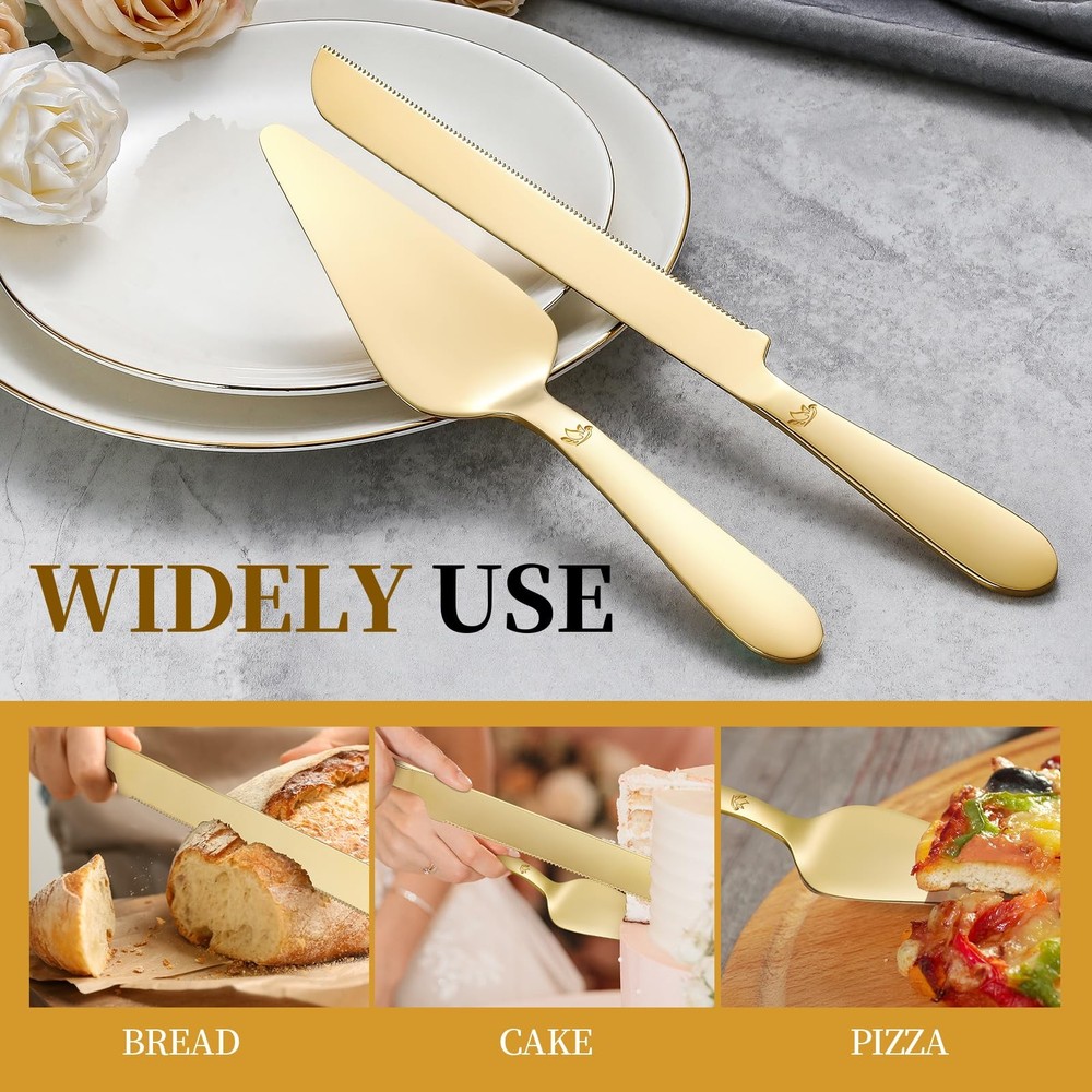 Cake Cutting Set for Wedding - Extended Cake and Server Set Thickened Stainle...