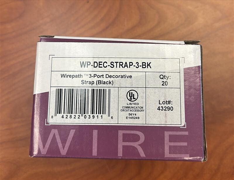 Wirepath WP-DEC-STRAP-3-BK 3-port decor strap black box of 20