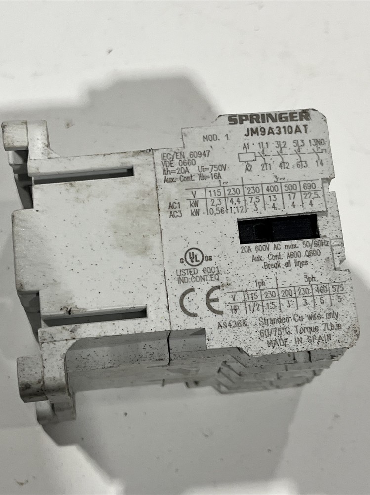SPRINGER CONTROLS,JM9A310AT-J,CONTACTOR NOS