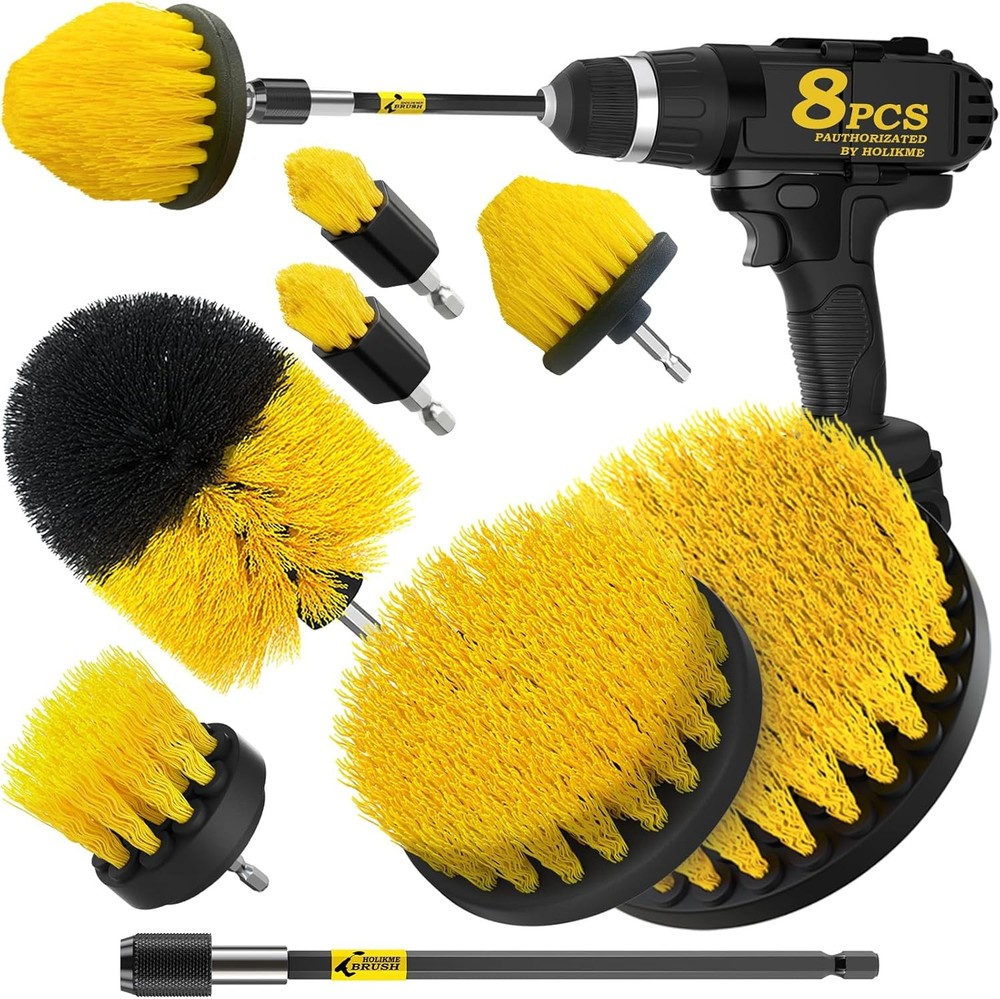 8 Piece Drill Brush Attachments Set, Power Scrubber with Extend
