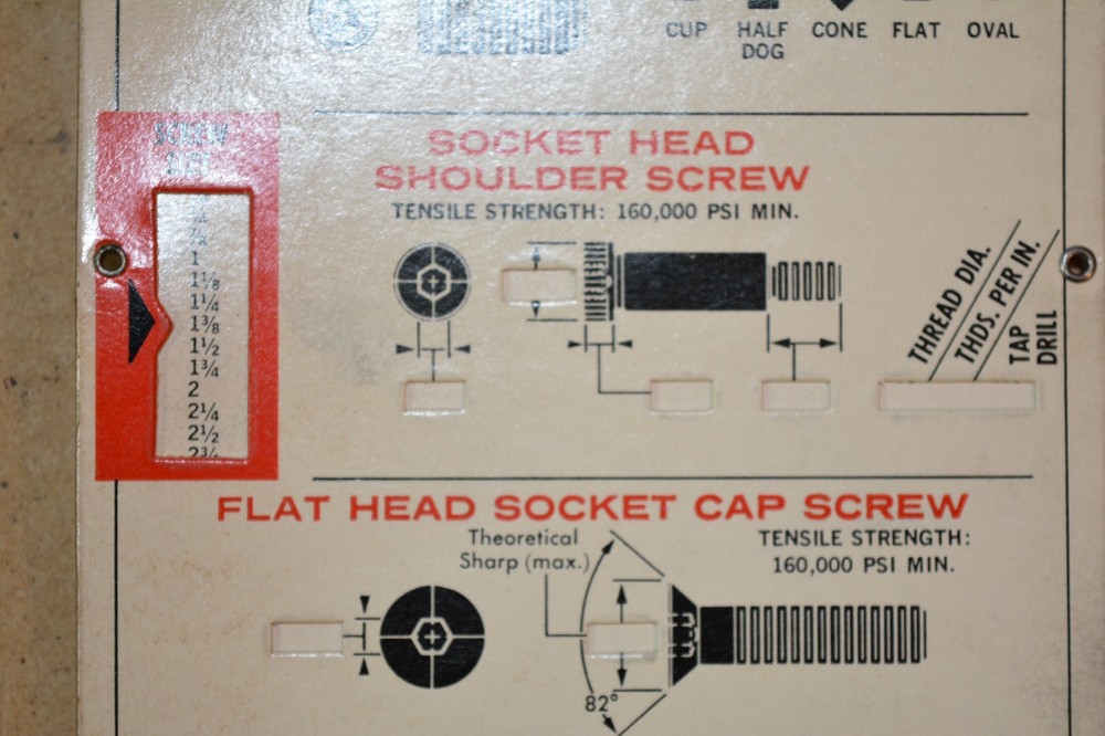 Vintage Unbrako Socket Screw Selector Data Guide Slide Rule - Plastic Sleeve