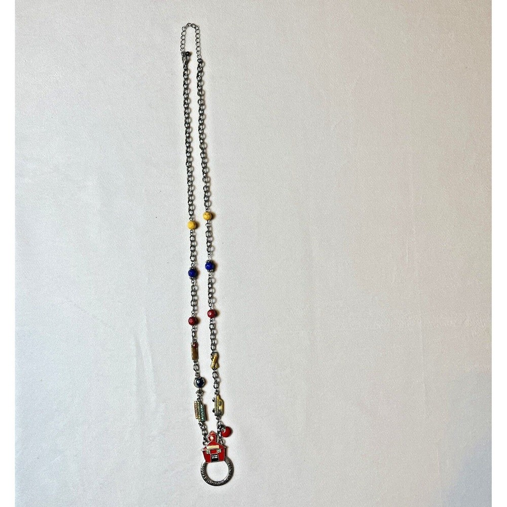 Silvertone Teacher Theme 32" Long Necklace "Teachers Rule With Class" Gift