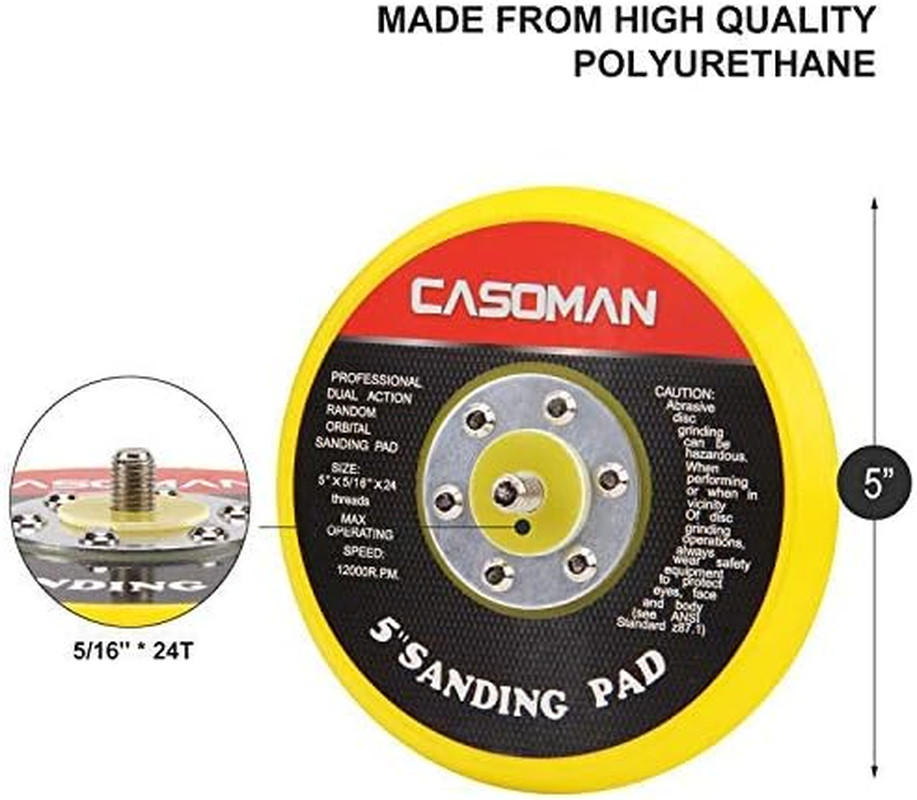 5-Inch DA Polisher & Sander Pad - Hook & Loop Face - Random Orbital Backing Plat