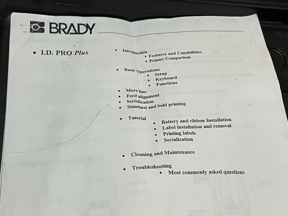 Brady ID Pro Plus Wire Marker Printer Set Mobile with case Dead Batteries