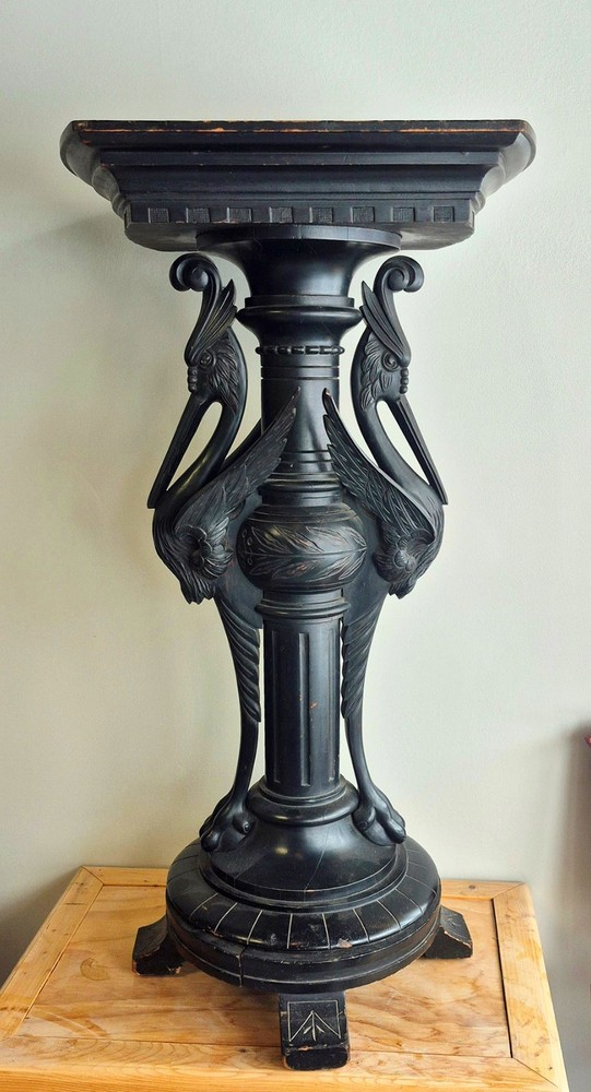 VICTORIAN AESTHETIC MOVEMENT EBONIZED HERON PEDESTAL