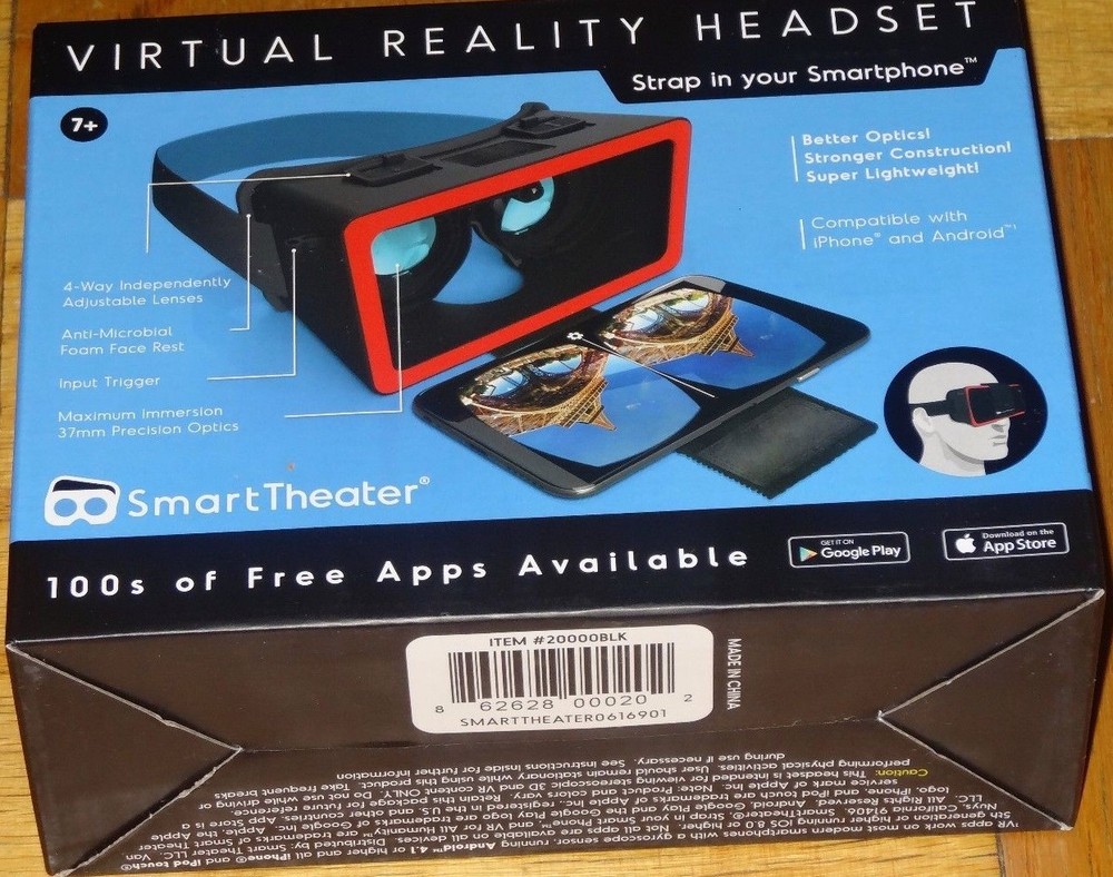 Smart Theater Virtual Reality Headset Black Strap iPhone Android Smartphone New