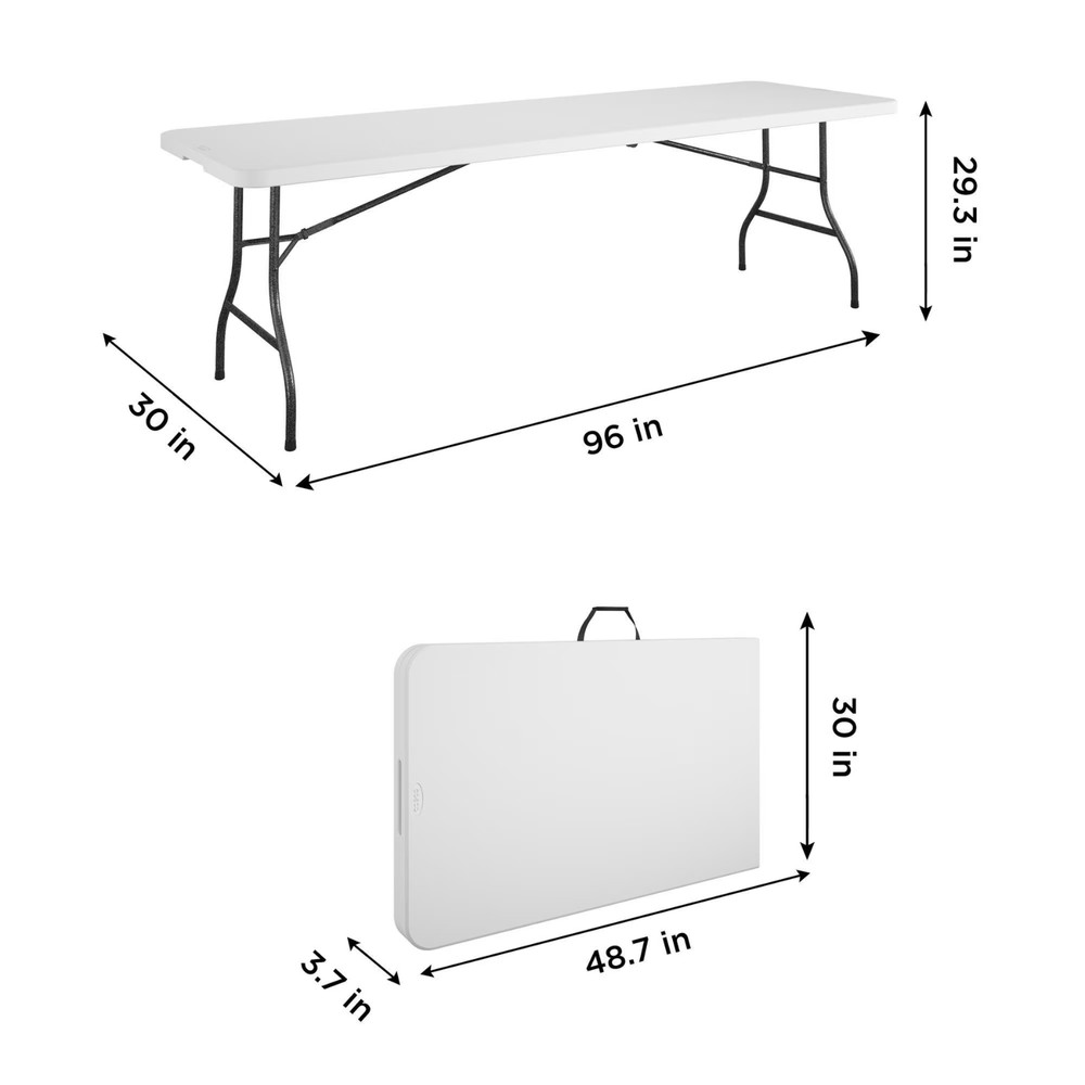 Cosco 8 Foot Centerfold Folding Table, White, Sturdy Frame, Durable Construction