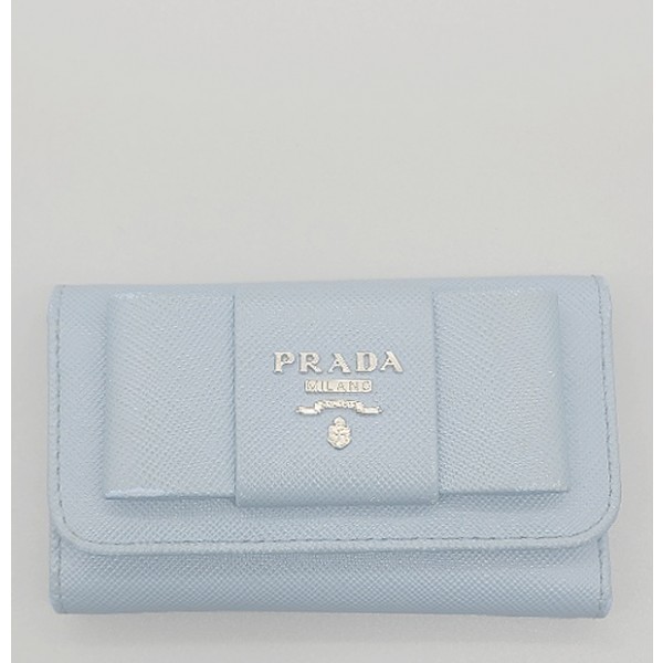 Prada Sky Blue Saffiano Leather Key Case