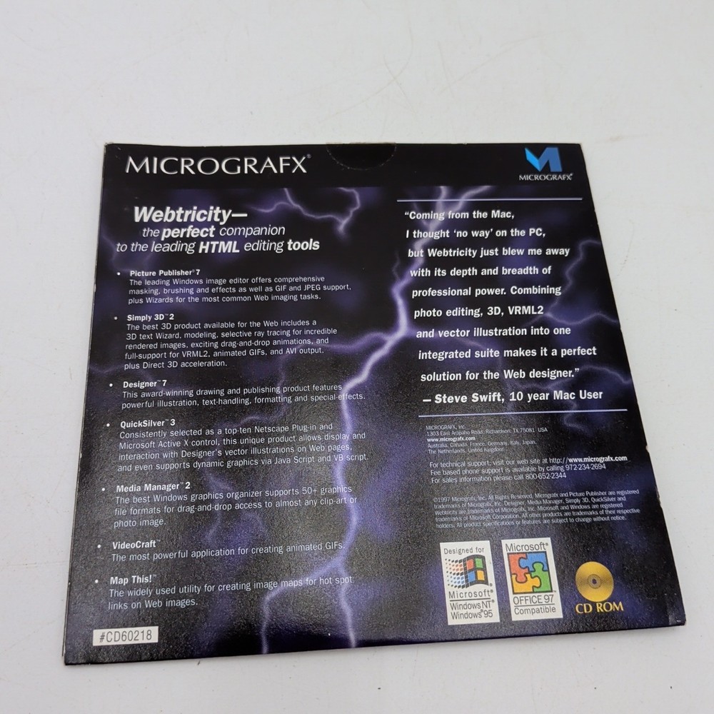 Micrografx Webtricity Graphics Gif Animation Vintage Windows 95 Software Cd