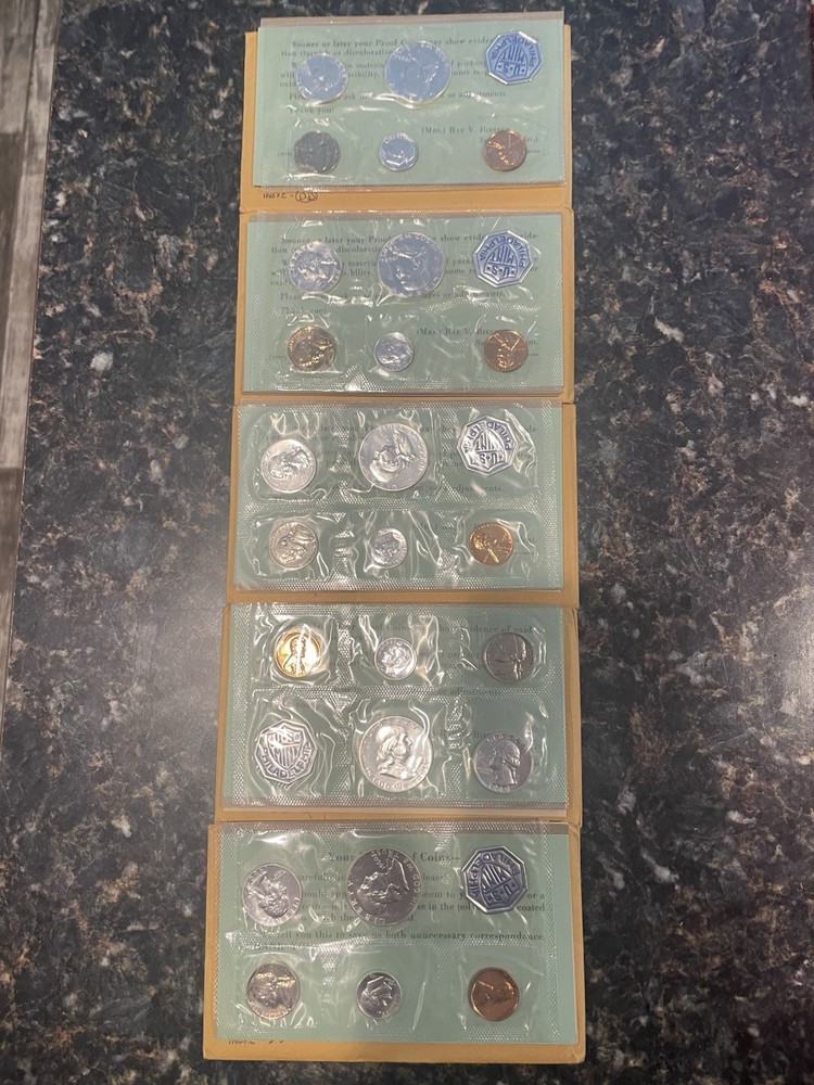 Five 1960 Proof Sets 90% Silver