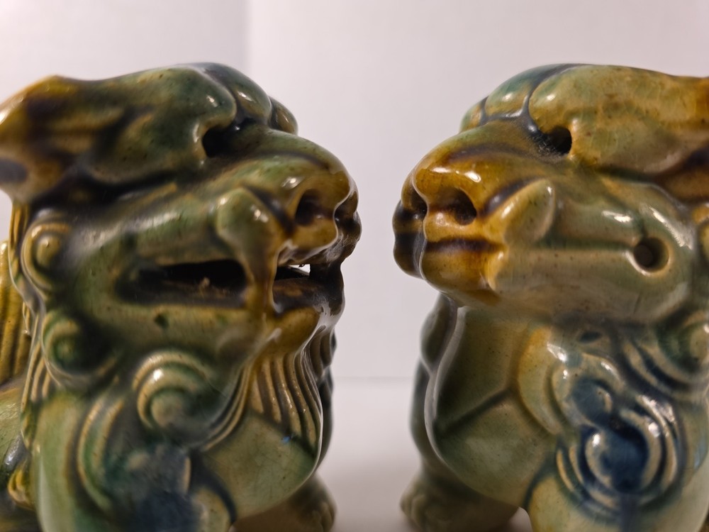 Vintage Dragon Ceramic Green Cone Incense Burner Set