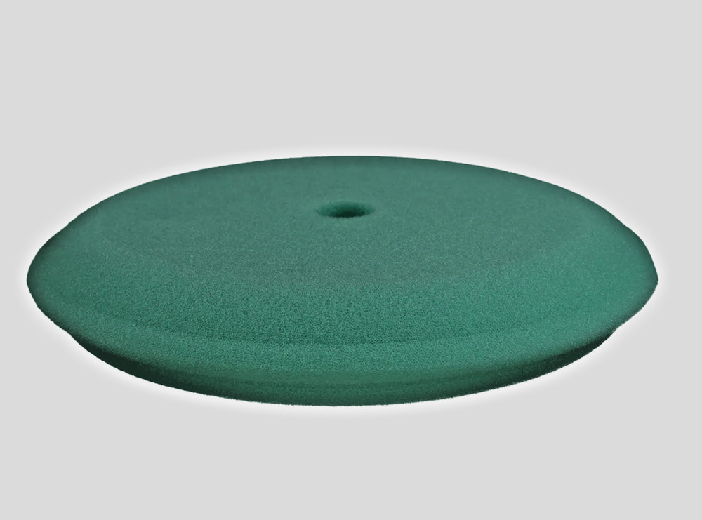 Buff & Shine 9" Hook & Loop Medium Cut Green Soft Contour Edge Foam Buffing Pad