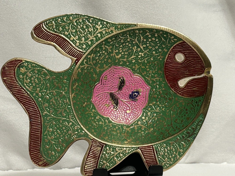 Brass Mart Fish Meenakari  Bowl Green Fish