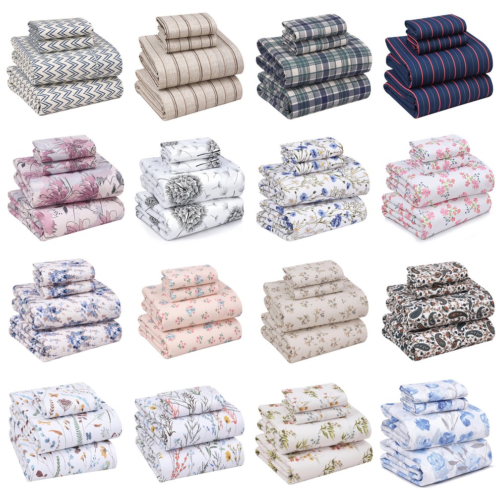 4 Piece 100% Cotton Sheet Set Deep Pocket 200 Thread Count Cozy Soft Bed Sheets