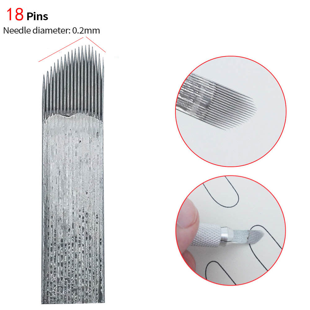 18 U Shape Chamfering Blade Microblading Permanent Makeup Eyebrow Tattoo Needles