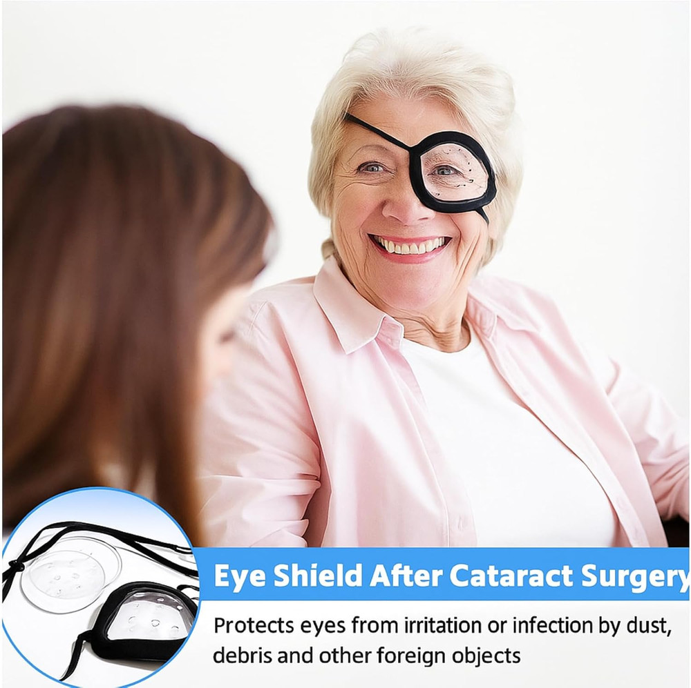 2 Pack Ventilated Eye Shields, 9-Hole, Adjustable Strap, Post-Surgery Protection
