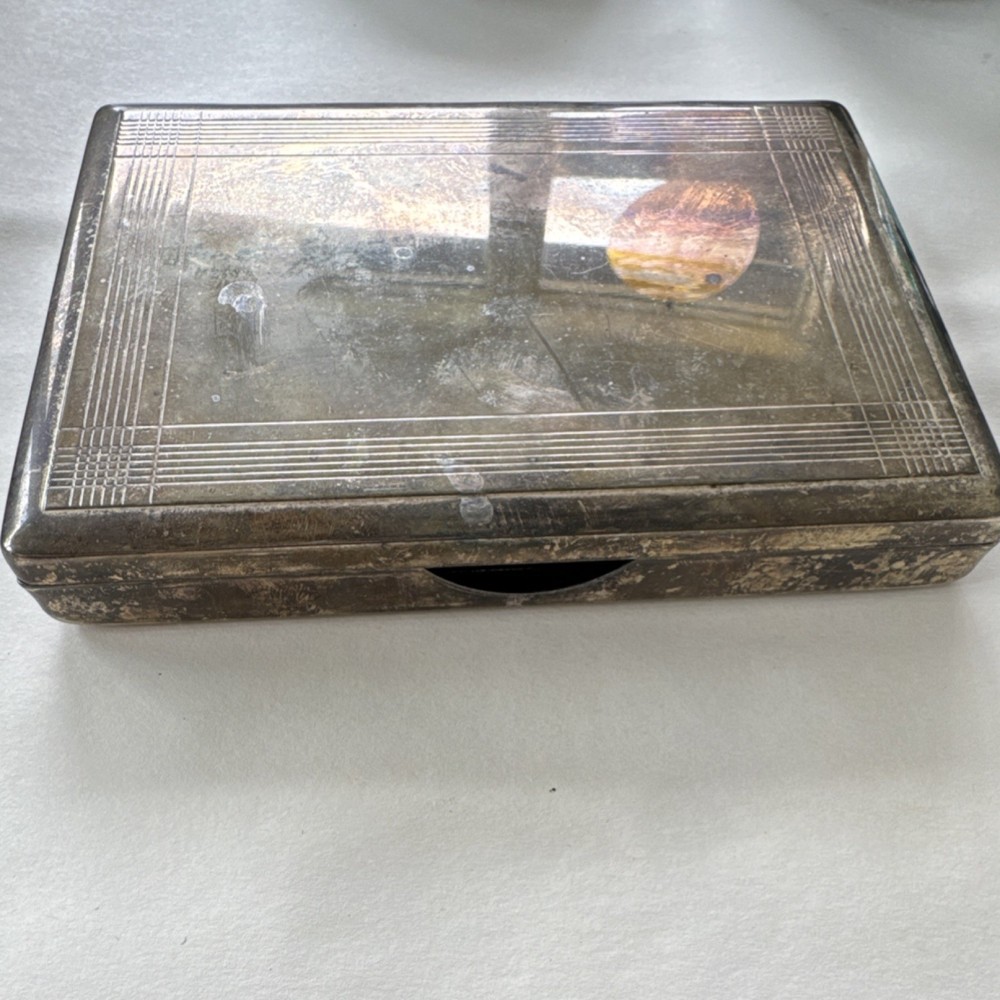 Sterling Silver Art Deco Rectangular Cigarette Case Hinged .925