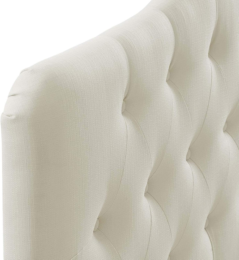 Ivory Tufted Linen Queen Headboard - Elegant Upholstered Design