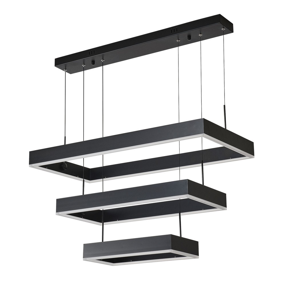 Modern LED Chandelier Light Rectangular Pendant Ceiling Light Lamp With Remote