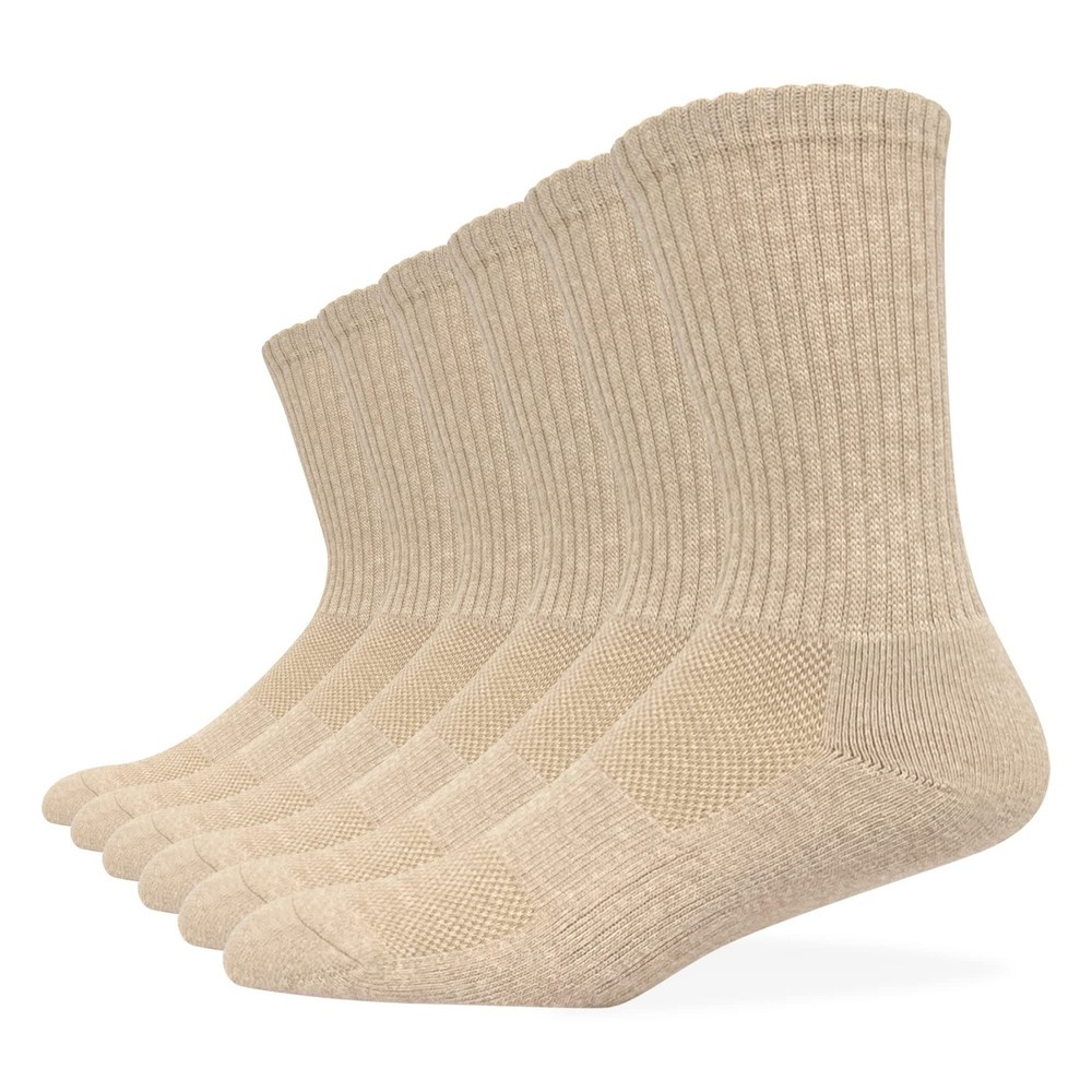 HaloYIYI Men's Moisture Control Cushioned Crew Socks with Arch Compression fo...