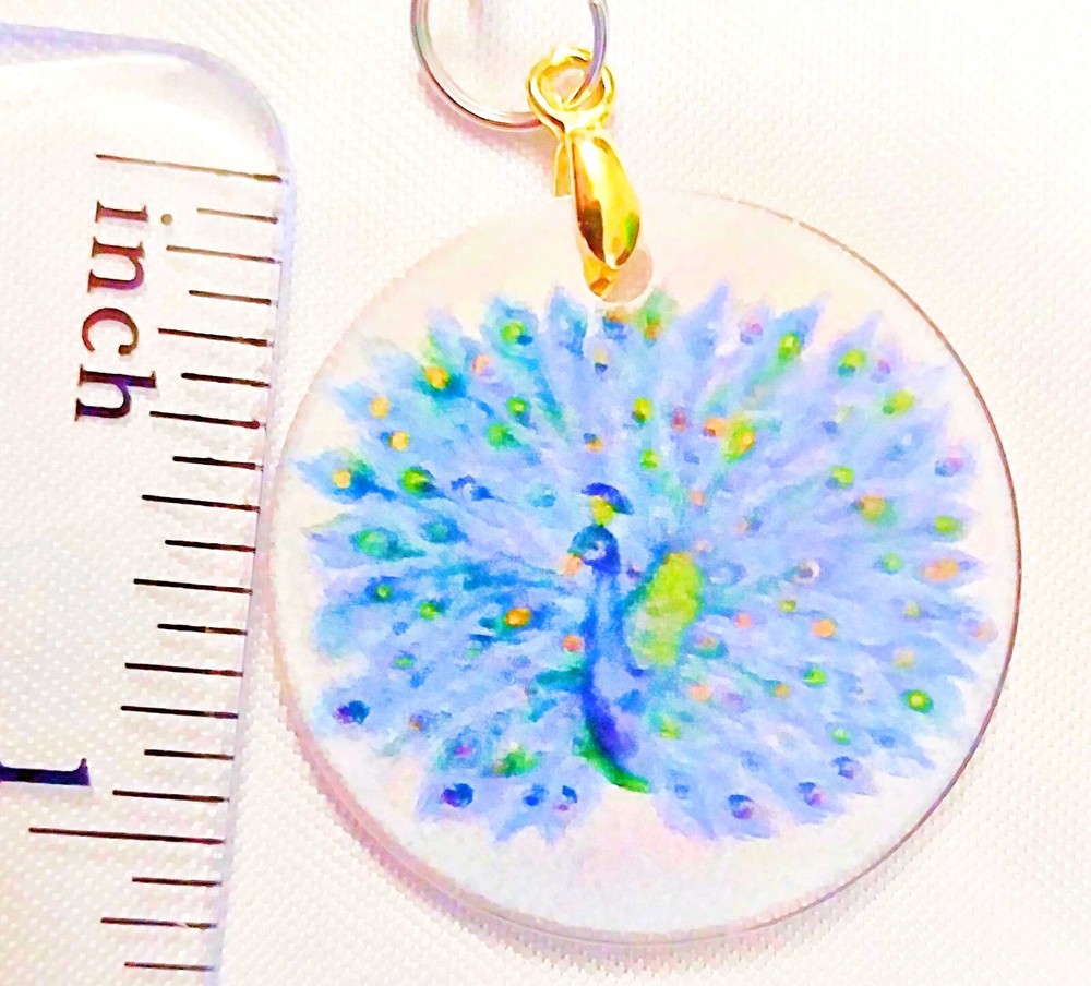 Set of Two ~ BLUE PEACOCK Plastic ~ Ceiling Fan Pulls
