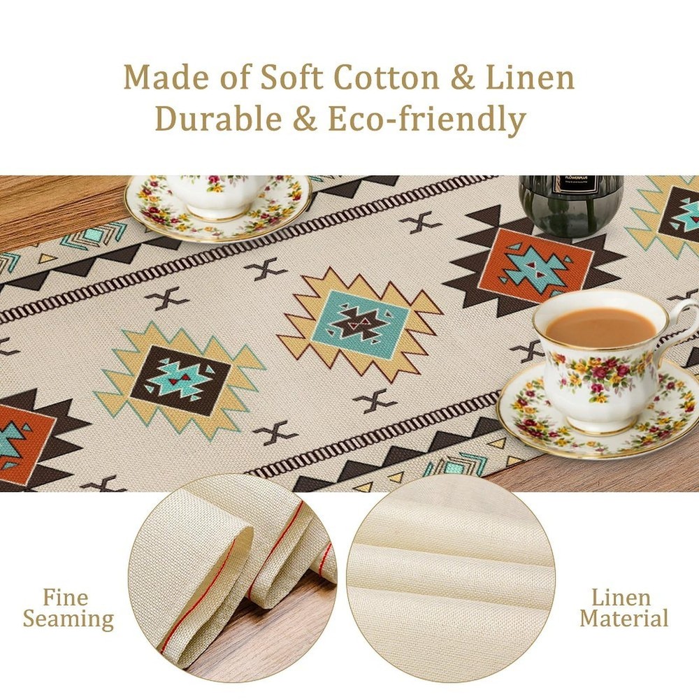 Aztec Southwest Table Runner,Ethnic Style Design Geometric Table Runners Tabl...