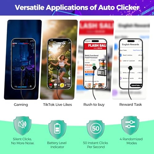 PAWFECTJEE Auto Clicker for iPhone Android, Controller with 2 Click Heads