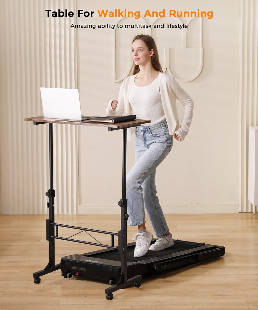 Standing Desk Adjustable Height, Mobile Stand Up Desks with Wheels Small Comp...