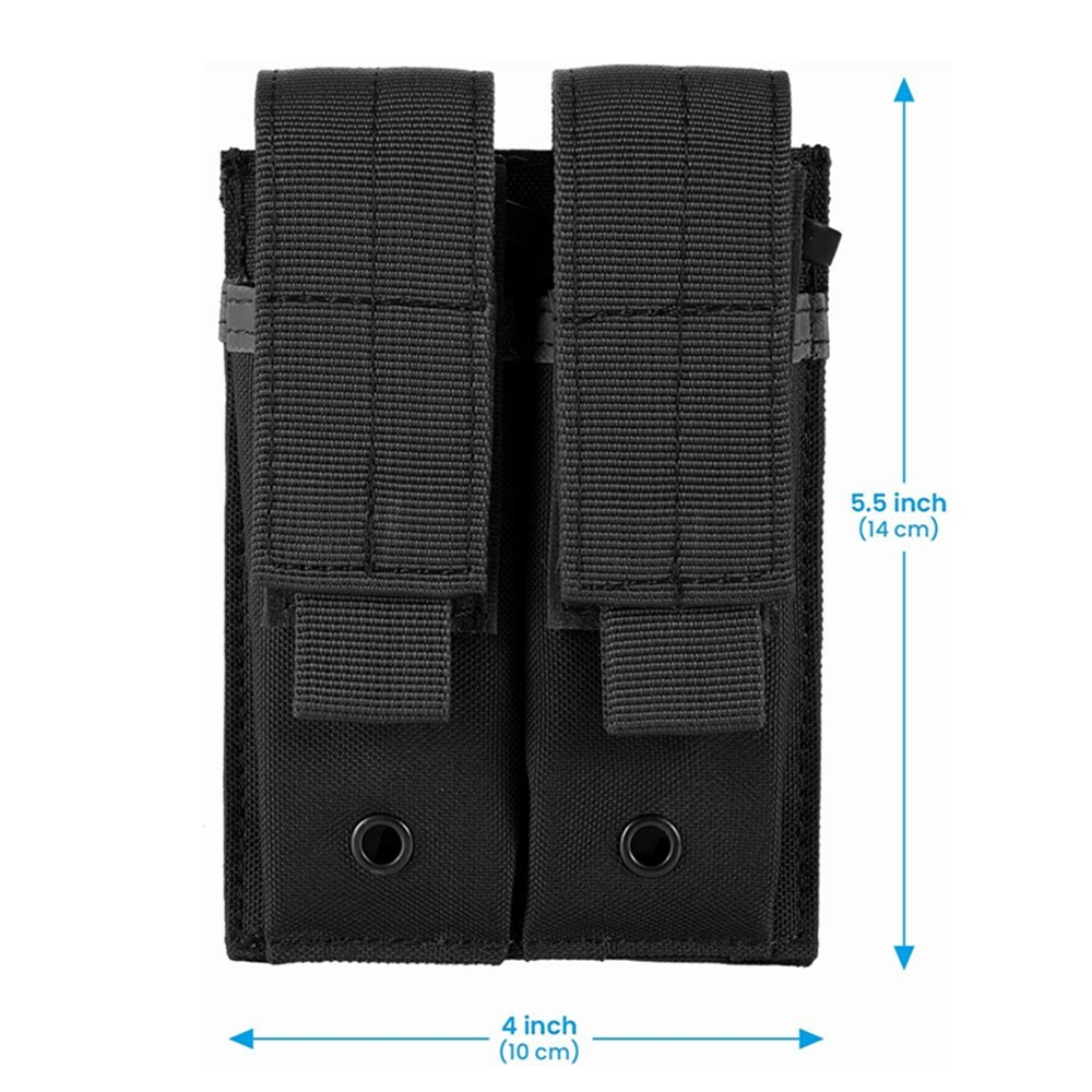 Dual Double Stack Pistol Magazines Pouch MOLLE PALS Adjustable Mag Bag Holder US