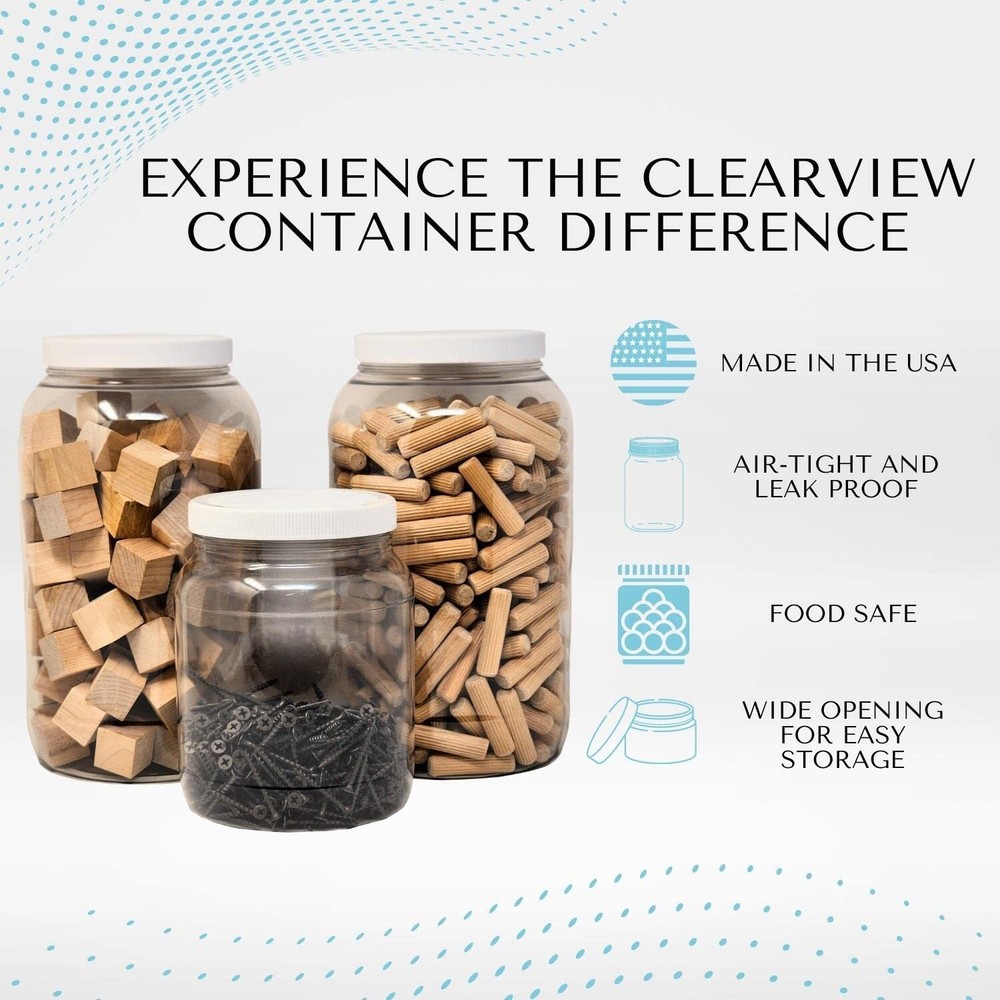 CLEARVIEW 1 Quart Plastic Jar - 6 Pack | Containers and Organization 32 Ounce...